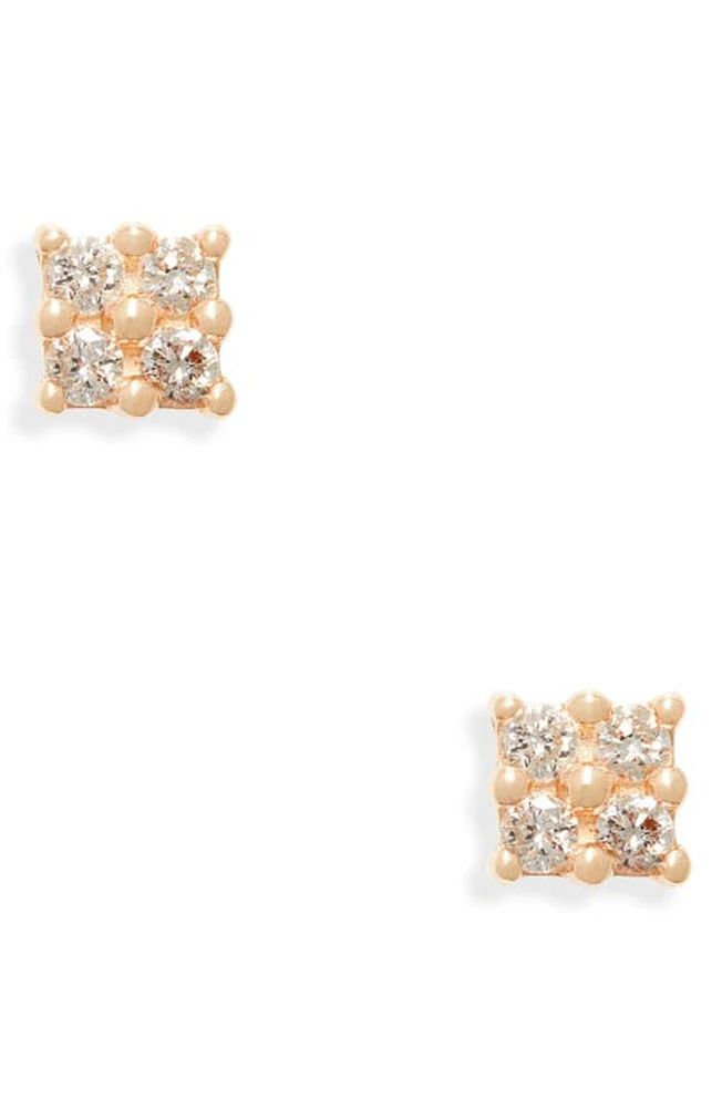 Dana Rebecca Designs Mini Diamond Square Stud Earrings in Gold at Nordstrom