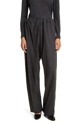 The Row Argent Silk & Cotton Drawstring Pants Dark Grey at Nordstrom,