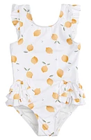 Petit Lem Kids' Lemon Ruffle One-Piece Swimsuit Off White at Nordstrom,