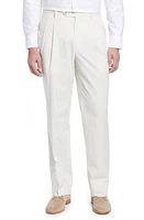 Berle Pleated Seersucker Cotton Dress Pants Tan at Nordstrom,