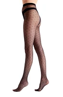 Pretty Polly Heart Sheer Tights in Black at Nordstrom