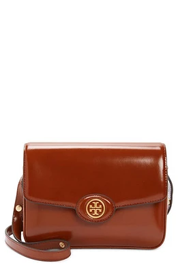 Tory Burch Robinson Spazzolato Leather Shoulder Bag in Dark Sienna at Nordstrom