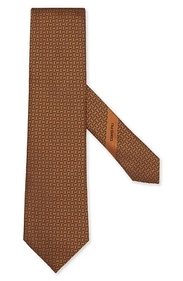 ZEGNA TIES Cento Fili Geometric Silk Tie in Vicuna at Nordstrom