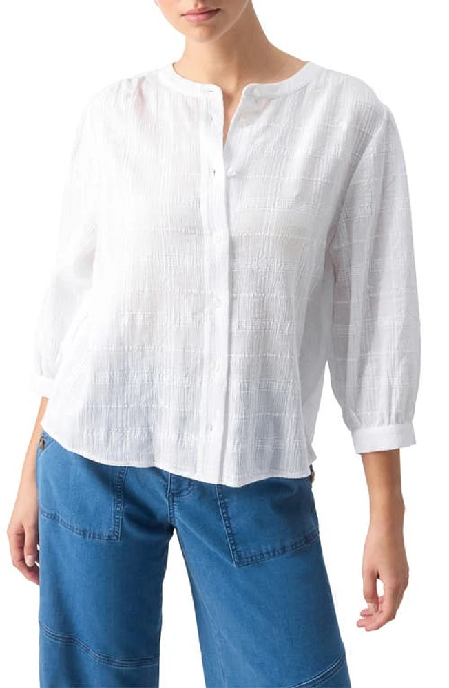 Sanctuary Embroidered Cotton Gauze Buton-Up Shirt White at Nordstrom,