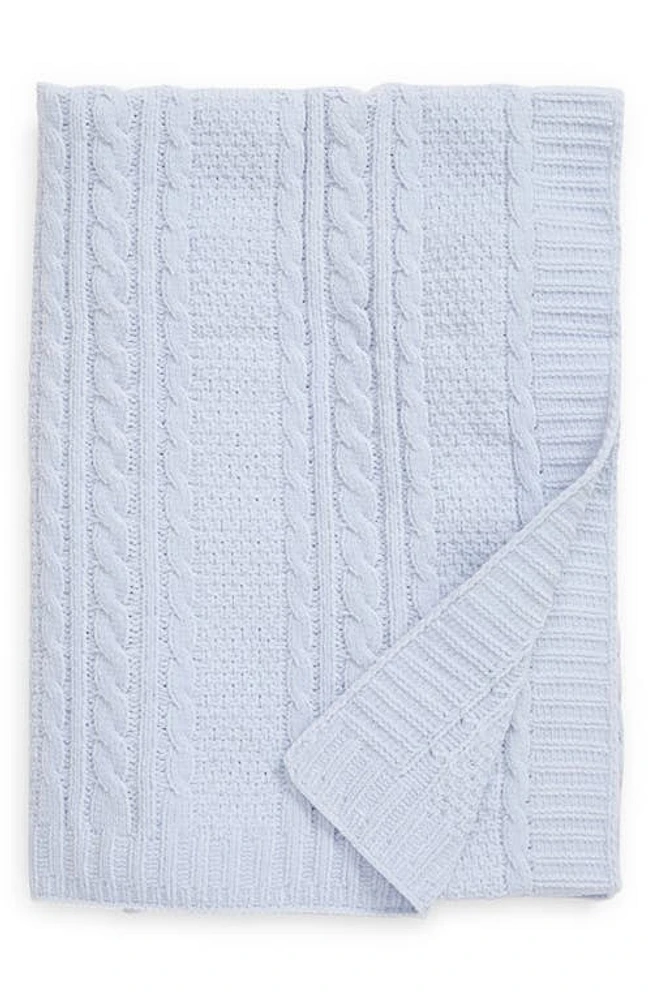 Nordstrom Cable Knit Baby Blanket in Blue Feather at Nordstrom