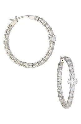 Nadri Shine On Inside Out Hoop Earrings in Rhodium at Nordstrom