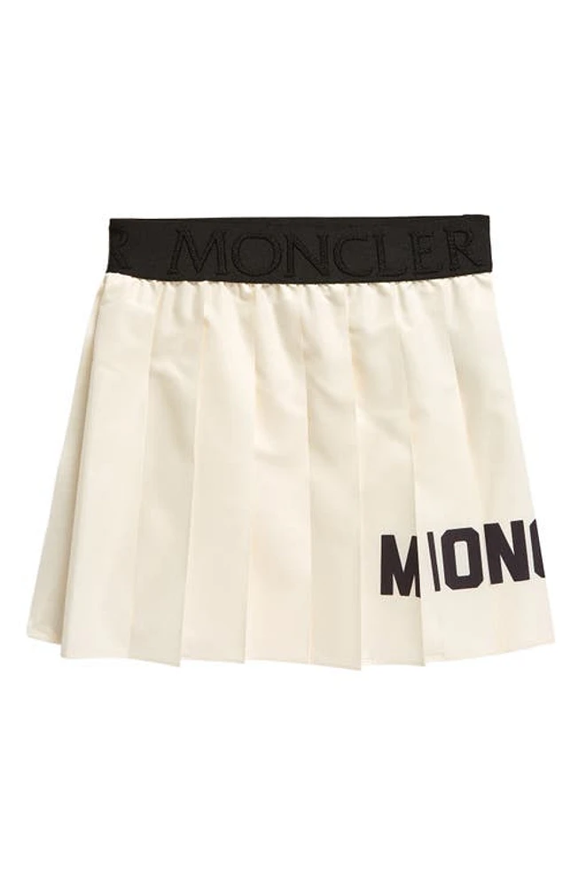 Moncler Kids' Pleated Logo Graphic Skirt in White at Nordstrom, Size 6Y