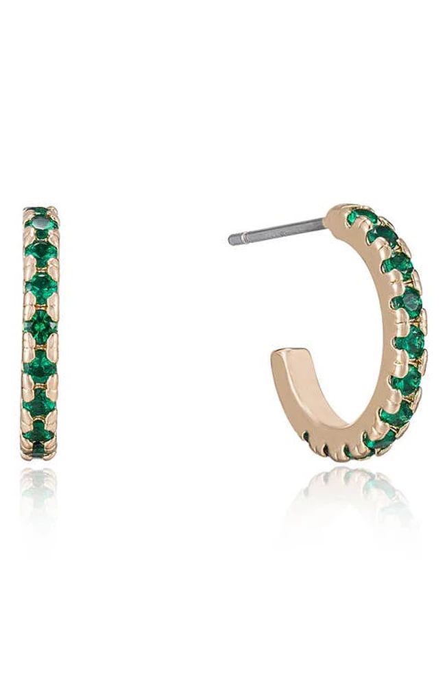 Ettika Small Cubic Zirconia Hoop Earrings in Green at Nordstrom