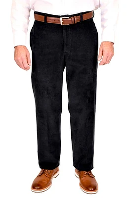 Berle Flat Front Corduroy Dress Pants Black at Nordstrom,