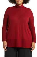 Marina Rinaldi Oversize Wool Blend Mock Neck Sweater in Red at Nordstrom, Size Large