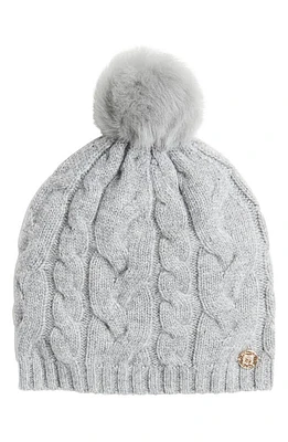 Bruno Magli Cashmere Cable Pompom Beanie in Grey at Nordstrom