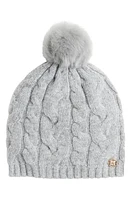 Bruno Magli Cashmere Cable Pompom Beanie in Grey at Nordstrom