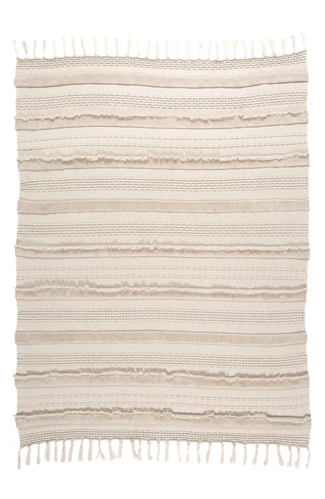 Lorena Canals Fringe Knit Blanket in Dune White at Nordstrom