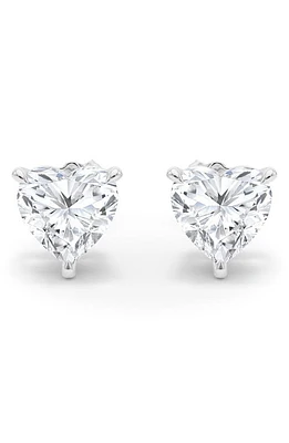 HauteCarat Lab Created Diamond Heart Stud Earrings in 14K White Gold at Nordstrom