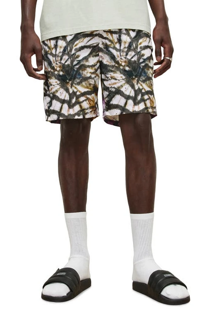 AllSaints Tiger Tie Dye Swim Trunks White at Nordstrom,