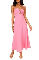 Petal & Pup Rosetta Cutout Cotton Linen Strapless Dress at Nordstrom,