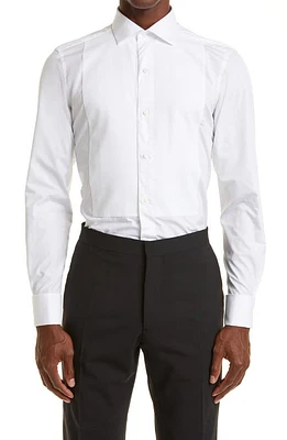 ZEGNA Cotton Tuxedo Shirt White at Nordstrom,