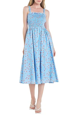 English Factory Smocked Floral Sundress Blue Multi at Nordstrom,