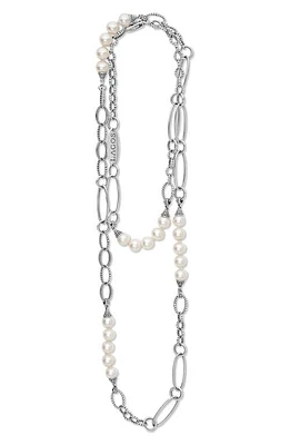 LAGOS Luna Freshwater Pearl Station Necklace in Silver at Nordstrom