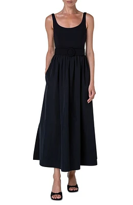 Akris punto Mixed Media Belted Dress Black at Nordstrom,