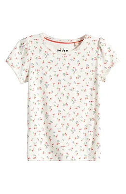 Mini Boden Kids' Cherry Print Pointelle Cotton T-Shirt Ivory Little Cherries at Nordstrom,