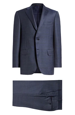 Canali Siena Regular Fit Denim Effect Wool Suit Navy at Nordstrom, Us