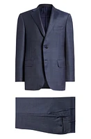 Canali Siena Regular Fit Denim Effect Wool Suit Navy at Nordstrom, Us