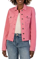 KUT from the Kloth Kara Fray Hem Cotton Blend Trucker Jacket Plush Pink at Nordstrom,