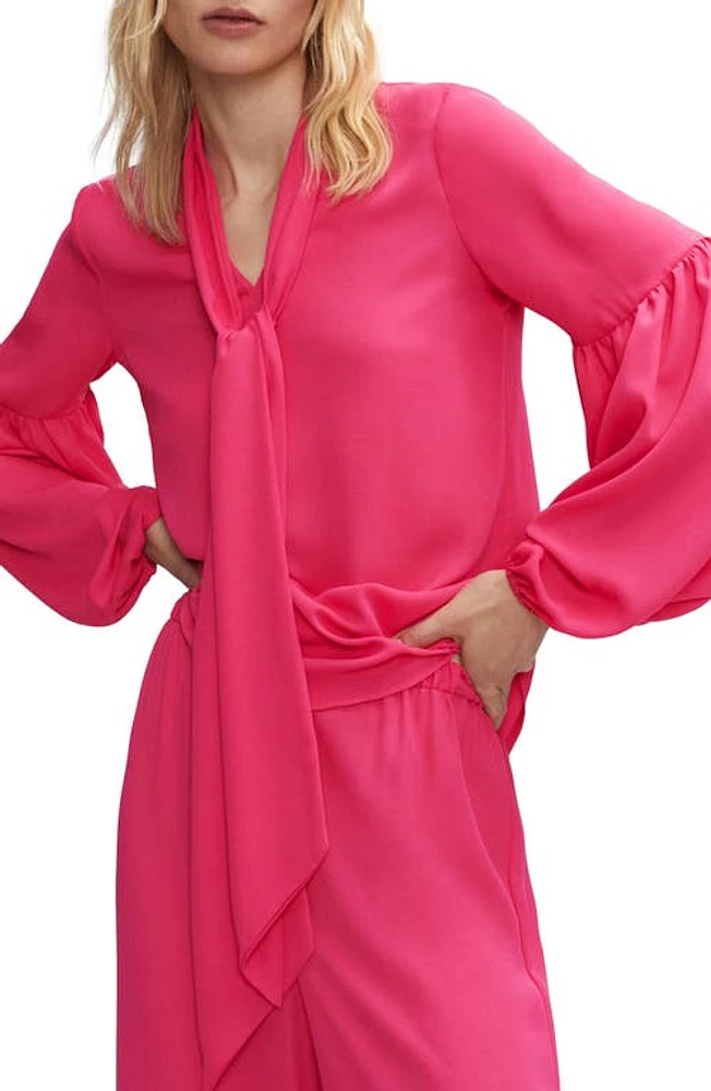 MANGO Balloon Sleeve Top in Fuchsia at Nordstrom, Size 6