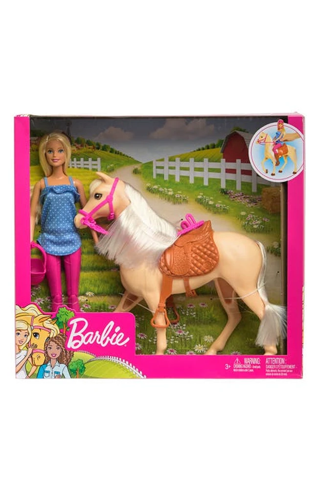 Mattel Barbie Doll and Horse Doll Set in Blonde Hair/yellow Horse at Nordstrom