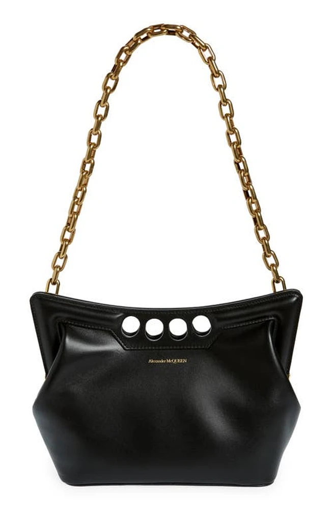 Alexander McQueen The Small Peak Leather Shoulder Bag in 1000 Black at Nordstrom