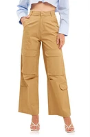 English Factory Wide Leg Cargo Pants in Camel at Nordstrom, Size Small