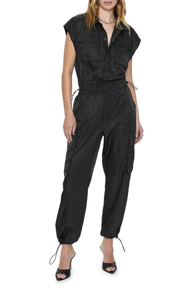 Pistola Jade Smocked Waist Utility Jumpsuit in Black at Nordstrom, Size X-Small