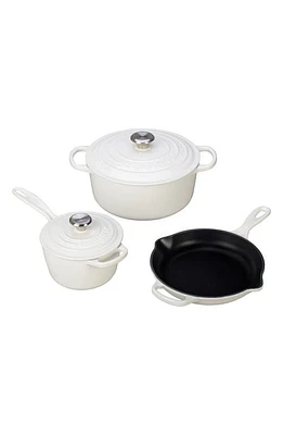 Le Creuset 5-Piece Signature Enameled Cast Iron Cookware Set in White at Nordstrom