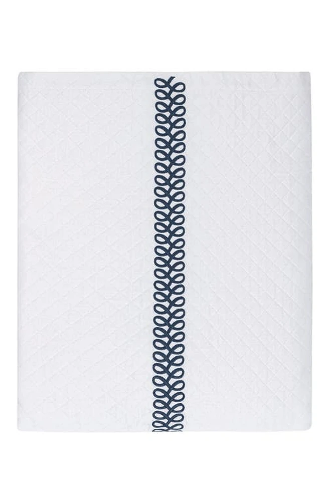 Matouk Astor Braid Matelassé Coverlet in Indigo at Nordstrom