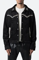 mnml Embellished Western Faux Suede Jacket Black at Nordstrom,