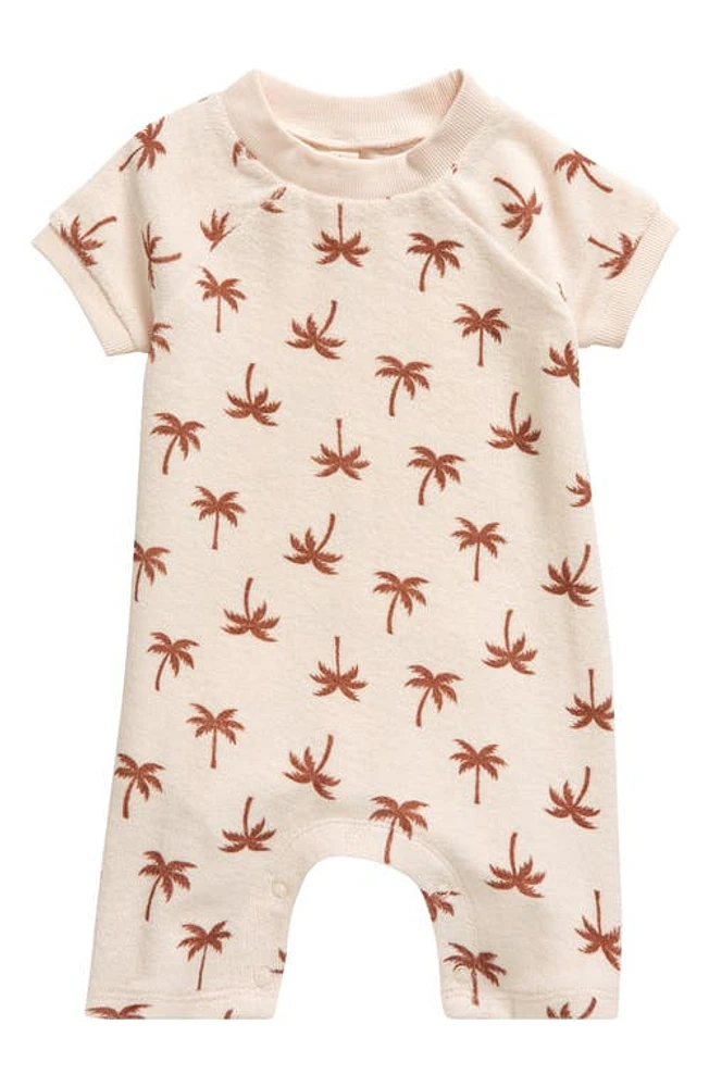 Tucker + Tate Print Organic Cotton Terry Cloth Romper Pink Bubbles Palm Toss at Nordstrom,