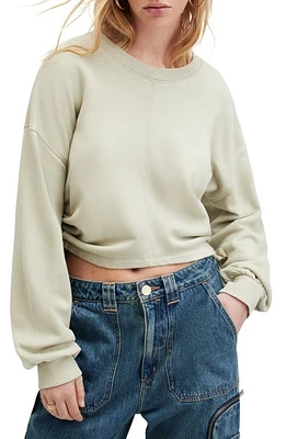 AllSaints Mira Ruched Cotton Sweatshirt Muted Green at Nordstrom,