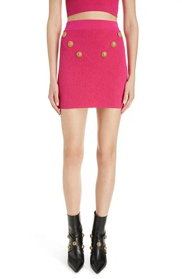 Balmain Six Button High Waist Knit Miniskirt Dark Fuchsia at Nordstrom, Us