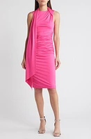 Black Halo Enola Ruched Shoulder Drape Dress Fuchsia Pop at Nordstrom,