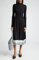 Proenza Schouler Lila Ombré Detail Long Sleeve Merino Wool Sweater Dress Black/Ash at Nordstrom,