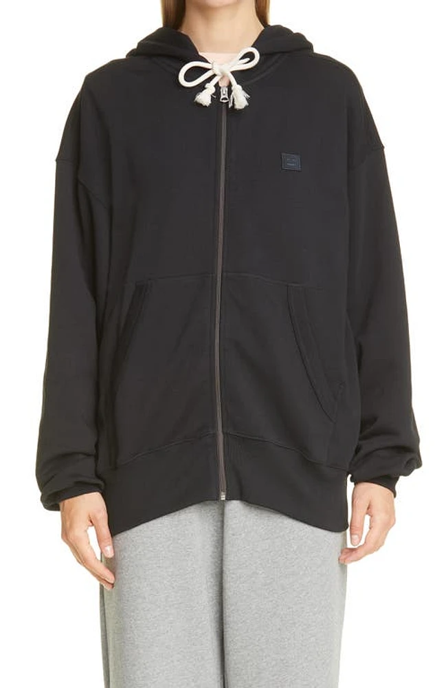 Acne Studios Fiah Face Patch Organic Cotton Zip Hoodie at Nordstrom,