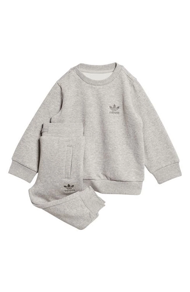 adidas Trefoil Essentials Crewneck Sweatshirt & Joggers Set Medium Grey Heather at Nordstrom,