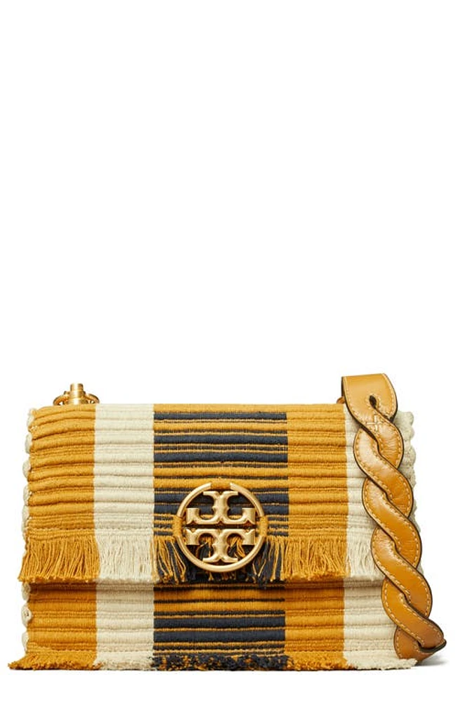 Tory Burch Miller Woven Stripe Small Shoulder Bag in Chutney /Natural at Nordstrom