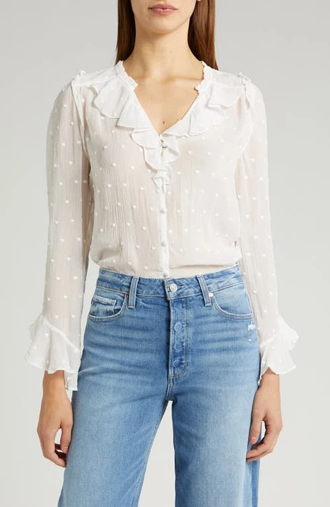 PAIGE Avina Long Sleeve Button-Up Top White at Nordstrom,