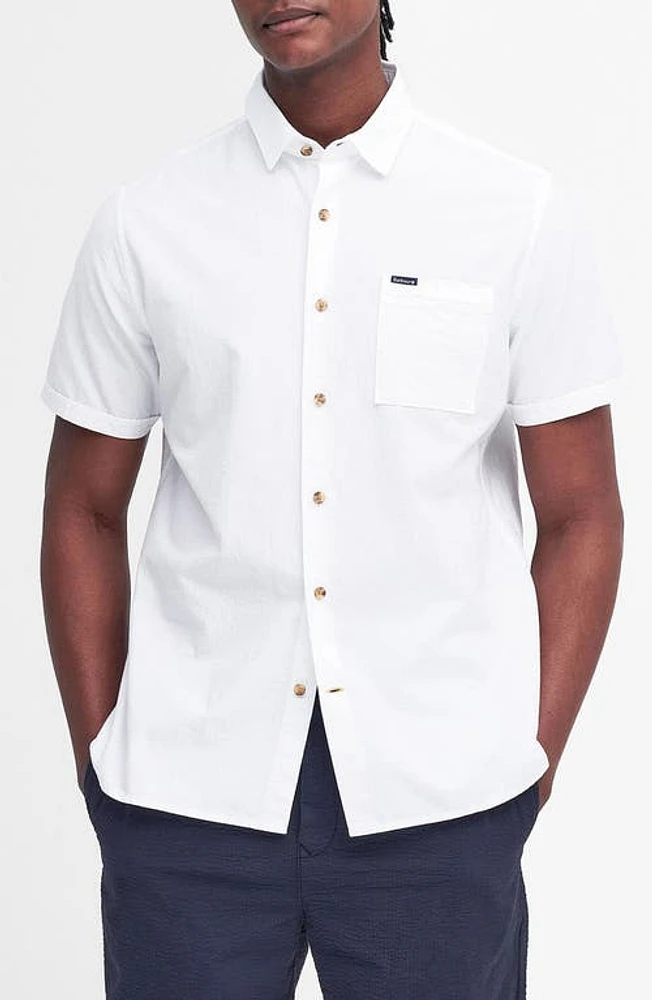 Barbour Thermond Regular Fit Stripe Short Sleeve Seersucker Button-Up Shirt at Nordstrom