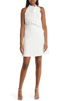 Vince Camuto Chiffon Bow Neck Crepe Dress in Ivory at Nordstrom, Size 12