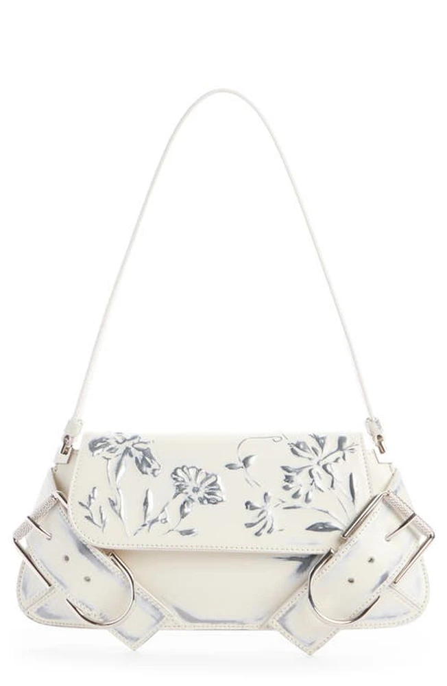 Givenchy Voyou Flowers Leather Flap Shoulder Bag in Ivory at Nordstrom