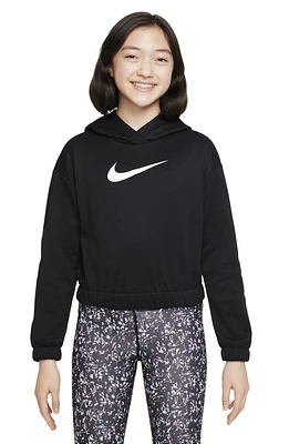 Nike Kids' Therma-FIT Pullover Hoodie Black/White at Nordstrom,