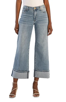 KUT from the Kloth Meg Fab Ab Cuff High Waist Wide Leg Jeans Charming at Nordstrom,